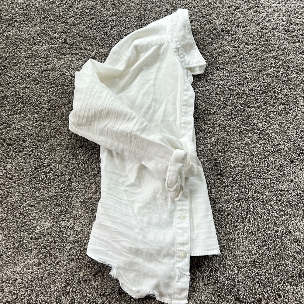 White cover up collard shirt